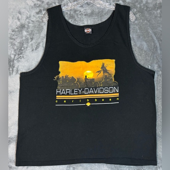 Harley-Davidson Other - Vintage 90s Harley Davidson tank top Silver Eagle Aruba Dutch Caribbean Size L
